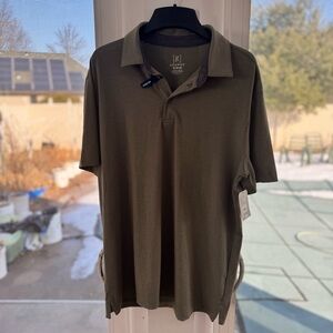 NWT George Men’s Stretch Textured Poly Polo Shirt Green Artichoke Size Medium M